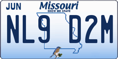 MO license plate NL9D2M