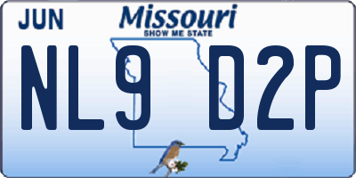 MO license plate NL9D2P