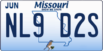 MO license plate NL9D2S