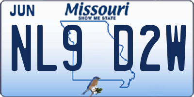MO license plate NL9D2W