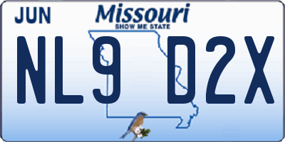 MO license plate NL9D2X