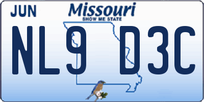 MO license plate NL9D3C