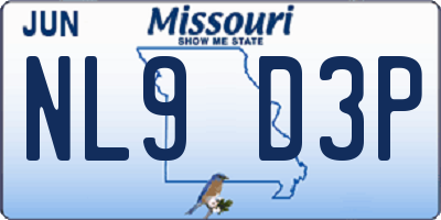 MO license plate NL9D3P