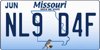 MO license plate NL9D4F