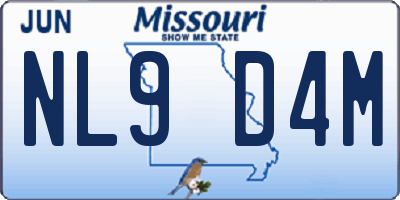 MO license plate NL9D4M