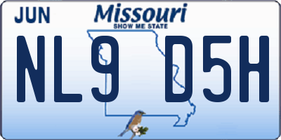 MO license plate NL9D5H