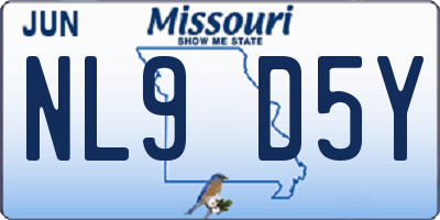 MO license plate NL9D5Y