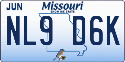 MO license plate NL9D6K