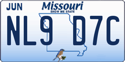 MO license plate NL9D7C