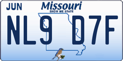 MO license plate NL9D7F