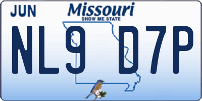 MO license plate NL9D7P