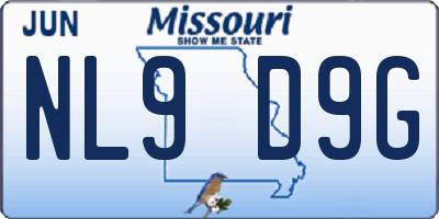 MO license plate NL9D9G