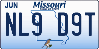 MO license plate NL9D9T