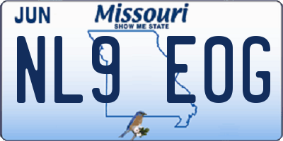 MO license plate NL9E0G