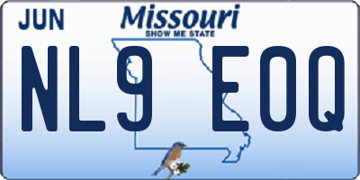 MO license plate NL9E0Q