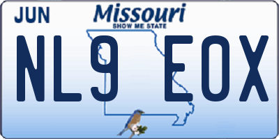 MO license plate NL9E0X