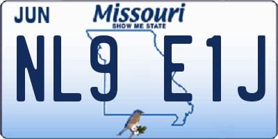 MO license plate NL9E1J