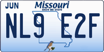 MO license plate NL9E2F