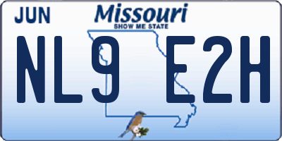 MO license plate NL9E2H