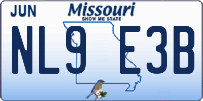 MO license plate NL9E3B