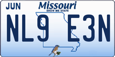 MO license plate NL9E3N
