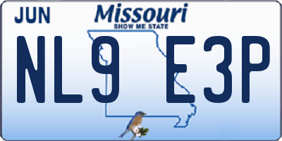 MO license plate NL9E3P