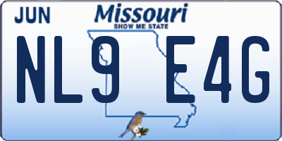 MO license plate NL9E4G