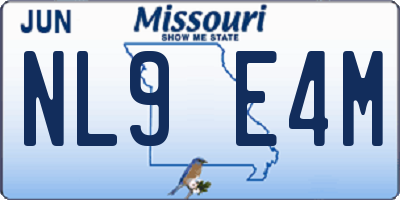 MO license plate NL9E4M