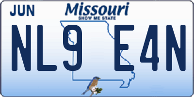 MO license plate NL9E4N