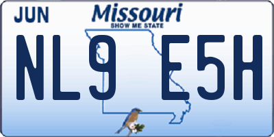 MO license plate NL9E5H