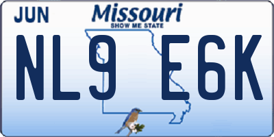 MO license plate NL9E6K