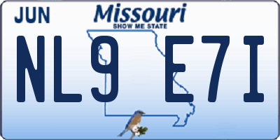 MO license plate NL9E7I