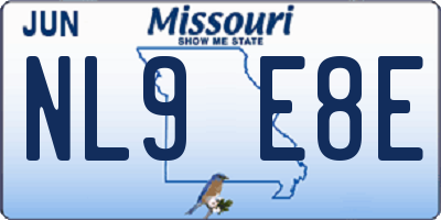 MO license plate NL9E8E