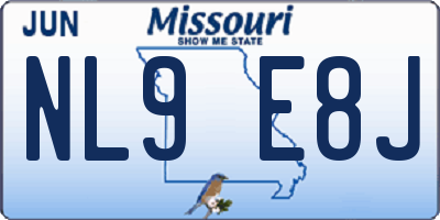 MO license plate NL9E8J