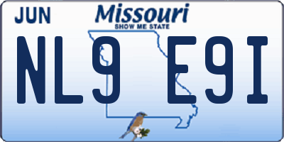 MO license plate NL9E9I