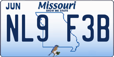 MO license plate NL9F3B