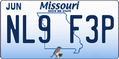 MO license plate NL9F3P