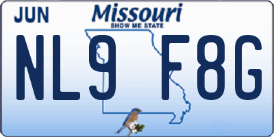 MO license plate NL9F8G