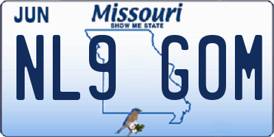 MO license plate NL9G0M