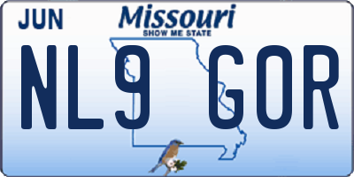 MO license plate NL9G0R