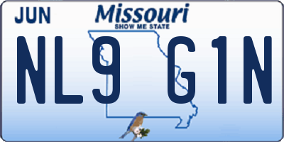 MO license plate NL9G1N