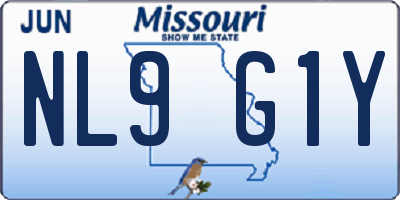 MO license plate NL9G1Y