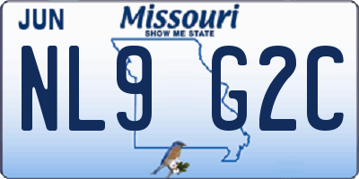 MO license plate NL9G2C