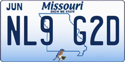 MO license plate NL9G2D