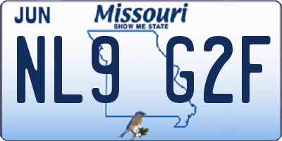 MO license plate NL9G2F