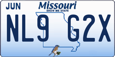 MO license plate NL9G2X