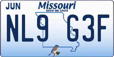 MO license plate NL9G3F