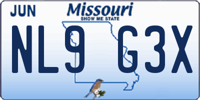 MO license plate NL9G3X