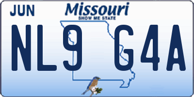 MO license plate NL9G4A