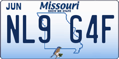MO license plate NL9G4F